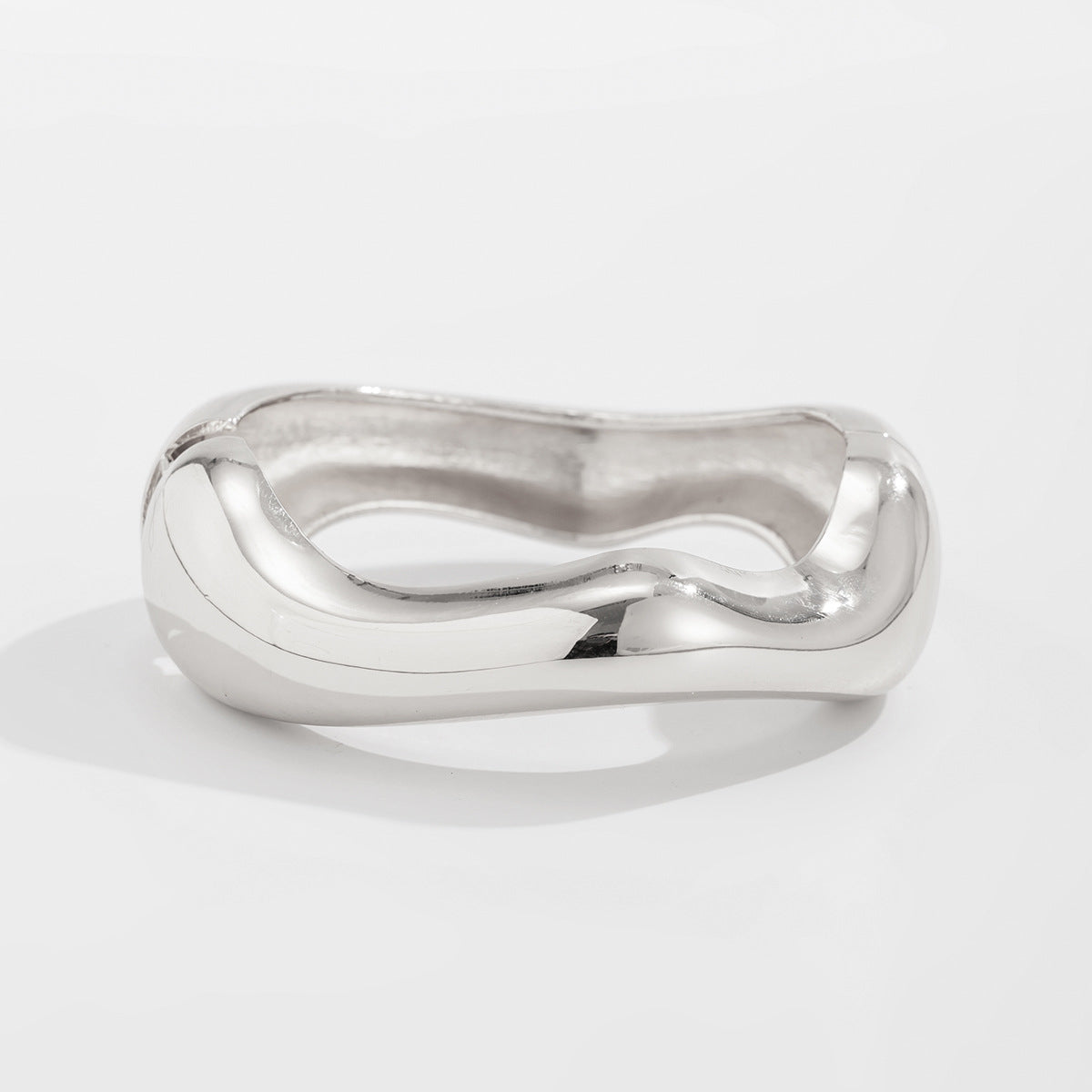 Irregular Wavy Plated Zinc Alloy Spring Cuff Bracelet