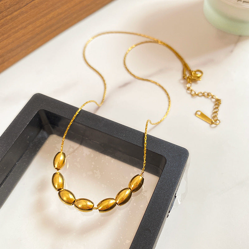Minimalist Luxury Gold Plated Oval Geometric Titanium Steel Necklace