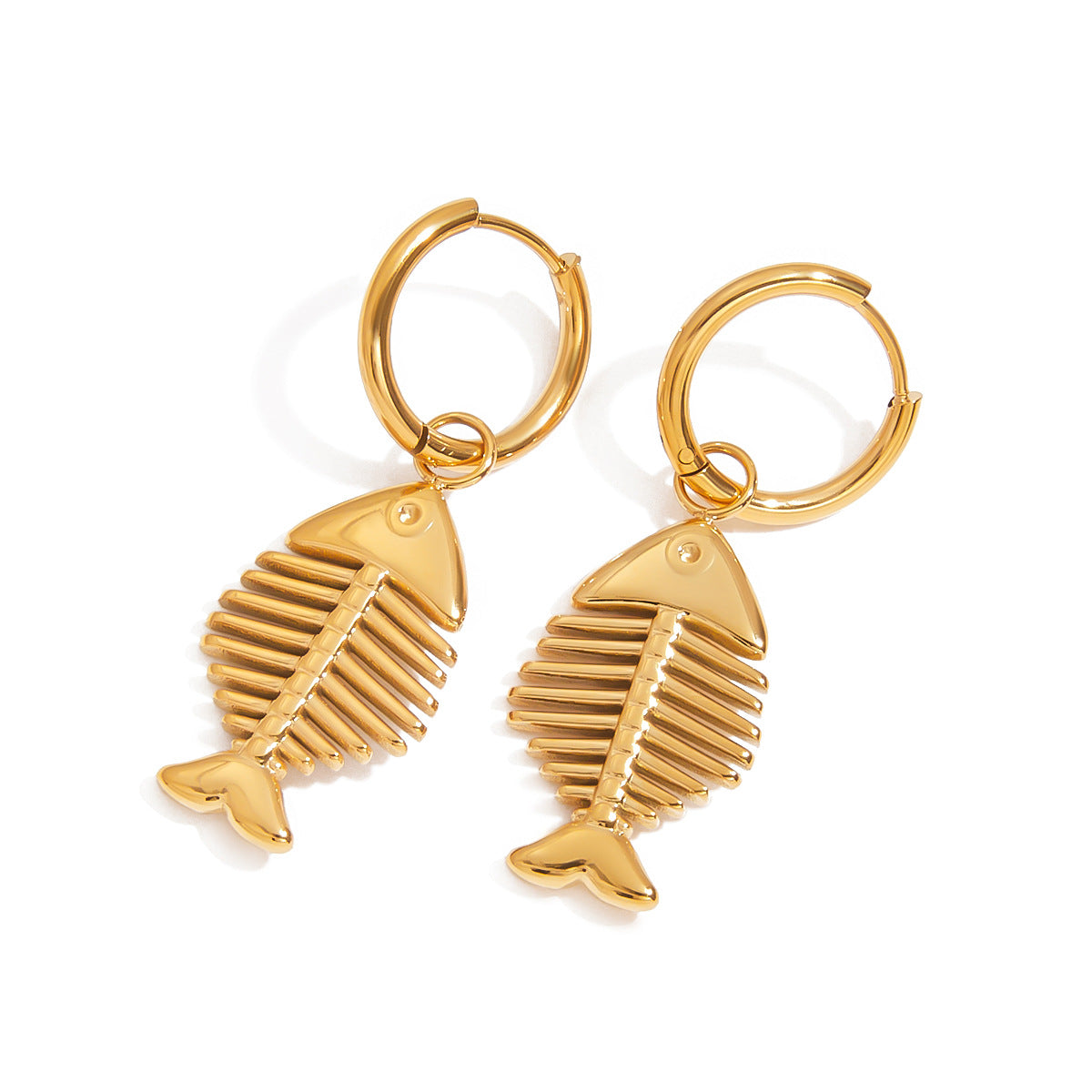 Minimalist Geometric Fish Stainless Steel Plated Earrings for Women