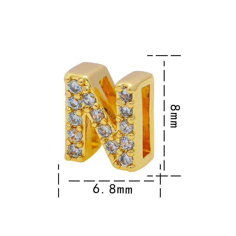 Collana con Ciondolo a Lettera Minimalista da Donna in Acciaio al Titanio con Placcatura in Oro 18K e Strass su Catena O-Ring