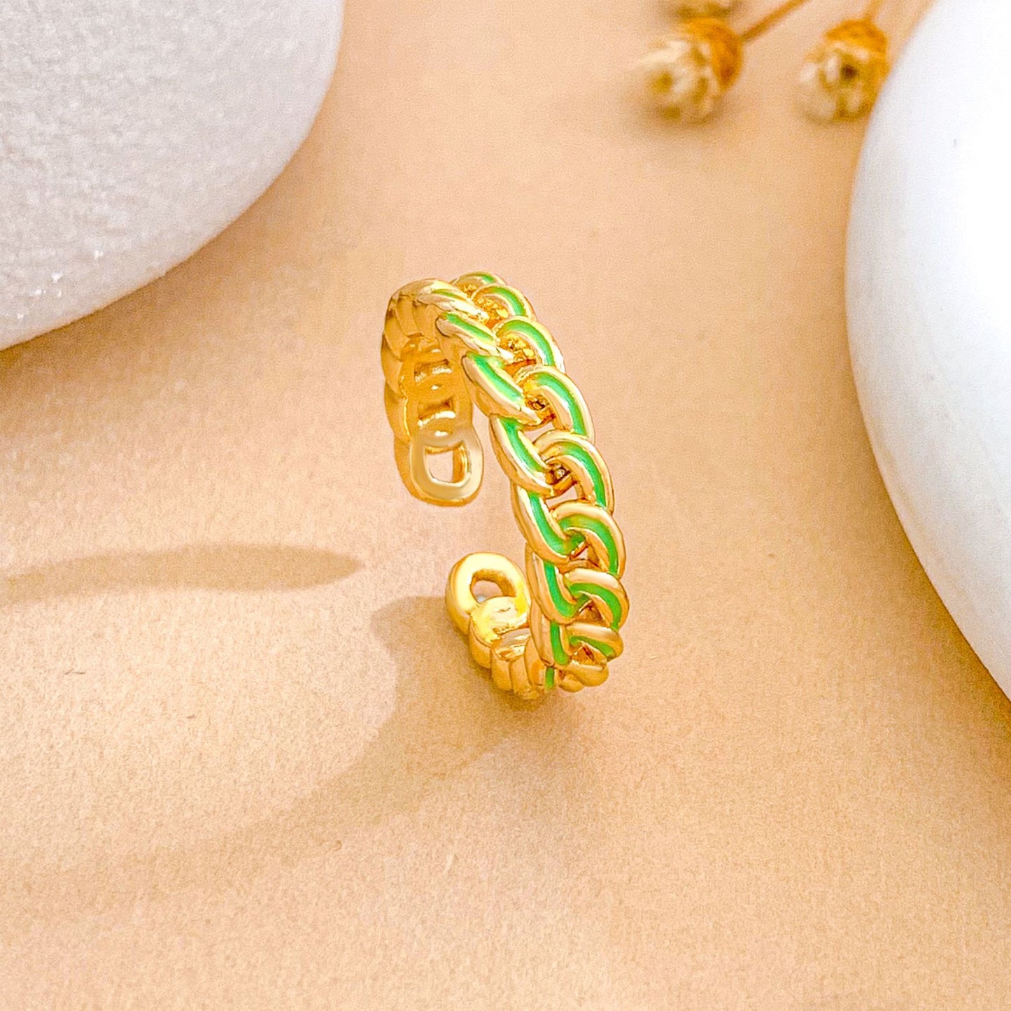 Minimalist Elegant Gold Plated Brass Rope Weave Heart Butterfly Bow Adjustable Ring for Women