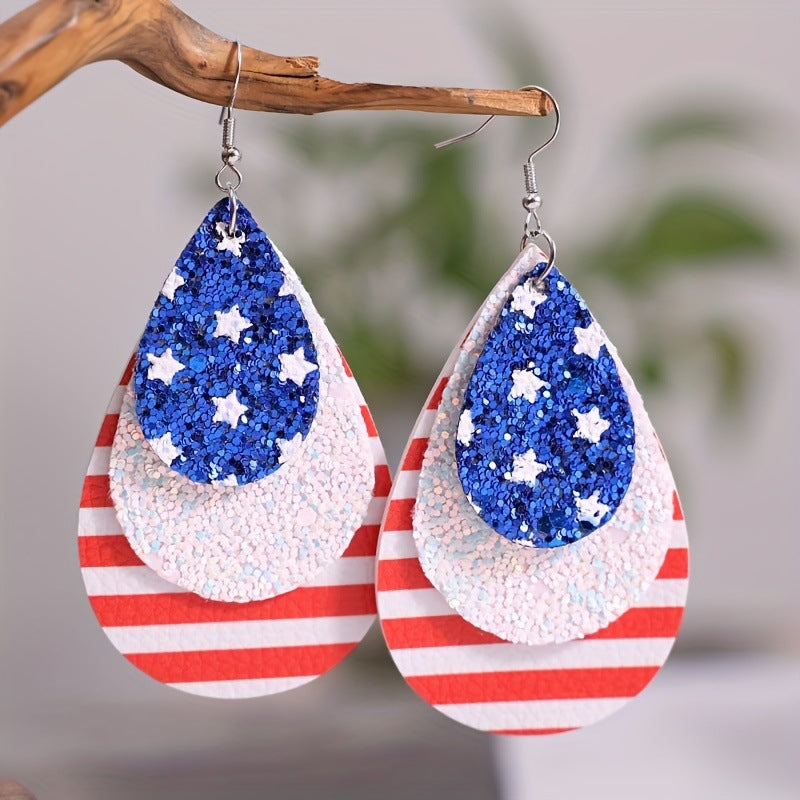 Striped Star Butterfly Heart Geometric Rhinestone Inlay Alloy Earrings Unisex