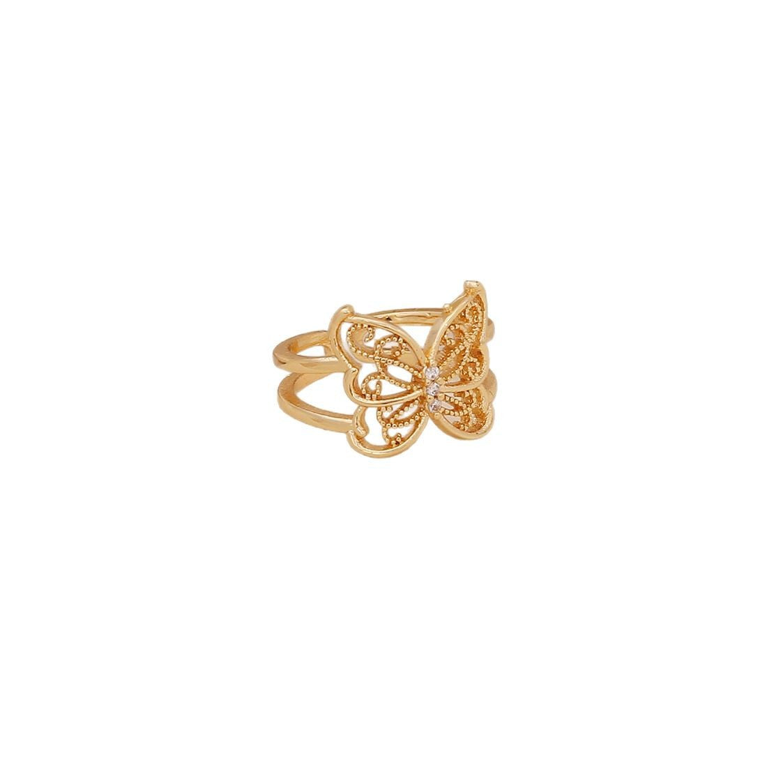 Fashionable Butterfly-Shaped Copper Ring with Plated Finish for Women