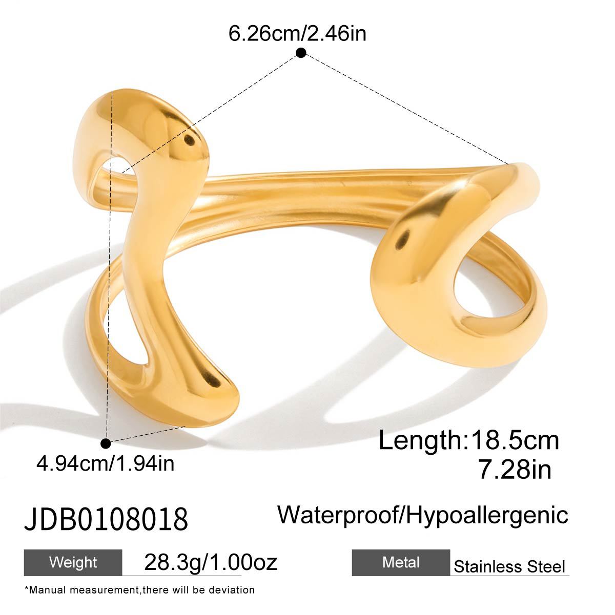 Pulsera de Acero Titanio Chapado en Oro Geométrico Minimalista para Mujer con Diseño de Apertura Ajustable