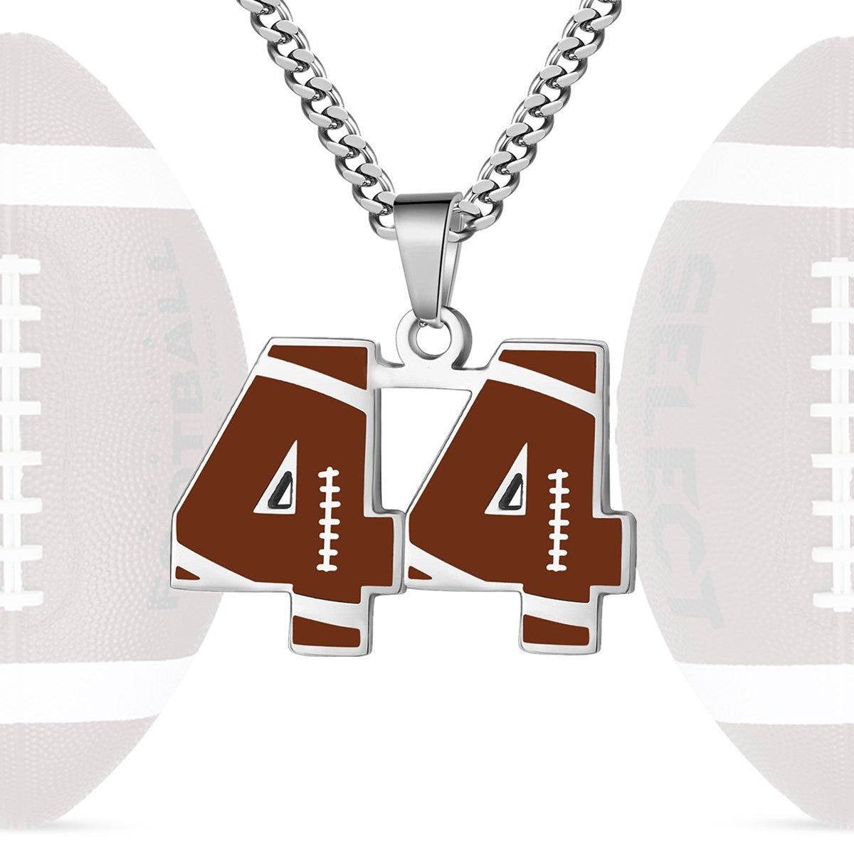 Motivational Football Number Pendant Necklace for Men in Stainless Steel with Polished Finish and Letter/Number Design
