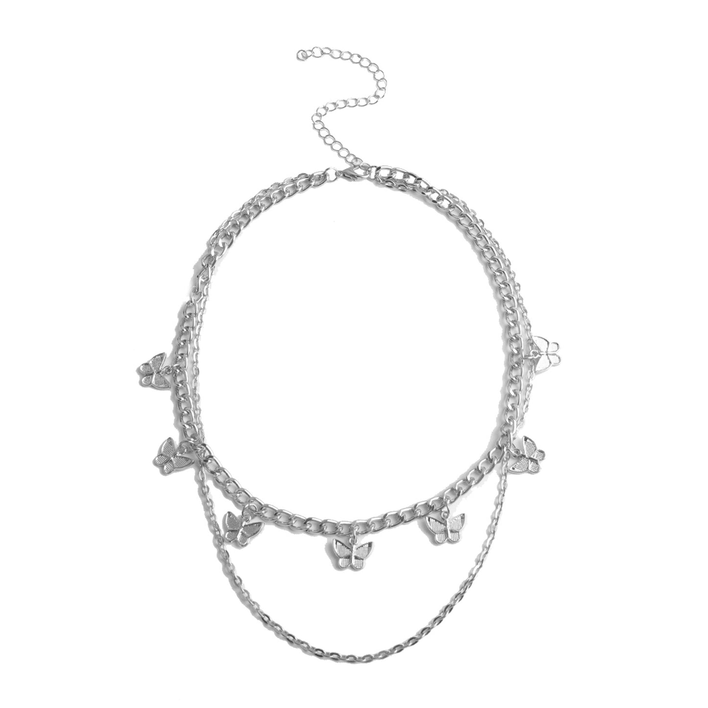 Minimalist Butterfly Pendant Necklace for Women in Alloy with Plated Finish, Retro Geometric Style Insect Jewelry