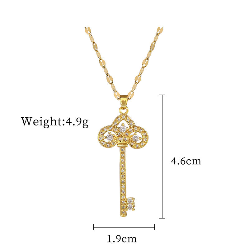 Collana con Pendente a Corona da Donna in Acciaio al Titanio di Lusso con Strass Intarsiati, Design Geometrico, Catena a Medaglione Regolabile