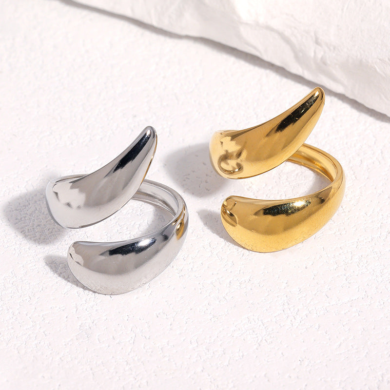 Minimalist Geometric Plated Stainless Steel Open Ring for Women