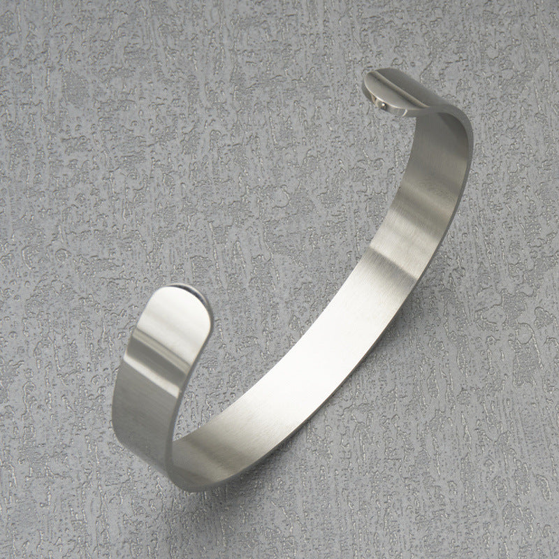 Minimalist U-Shaped Stainless Steel Medical Symbol Bracelet for Women with Polished Finish