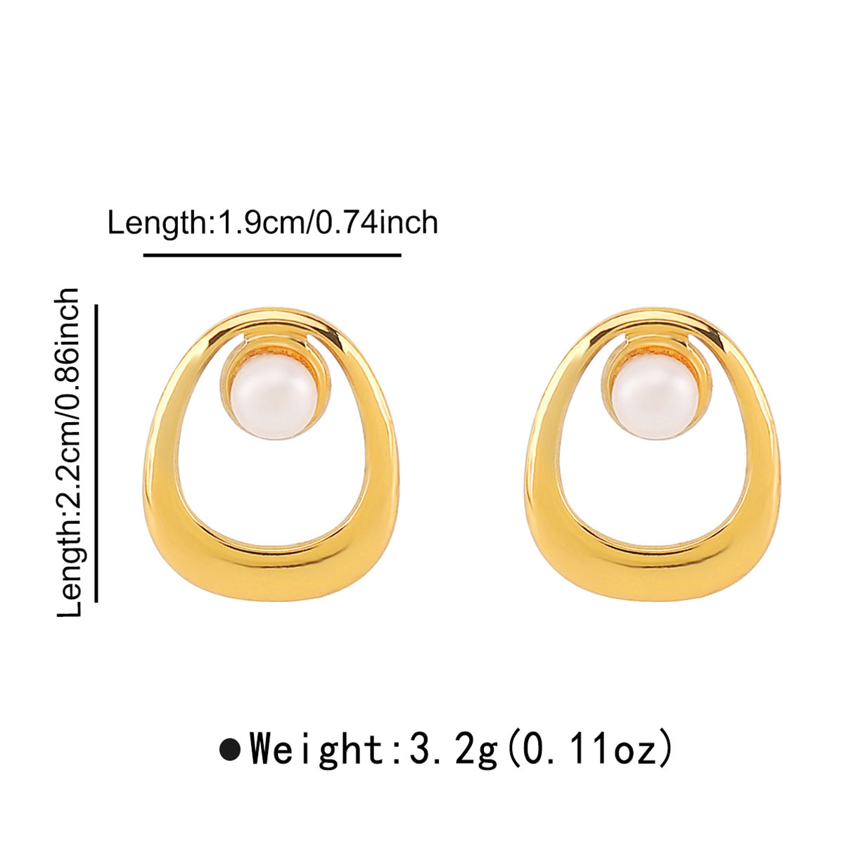 Vintage-Inspired Geometric Stainless Steel Stud Earrings for Women with Pearl Accents and Plated Finish