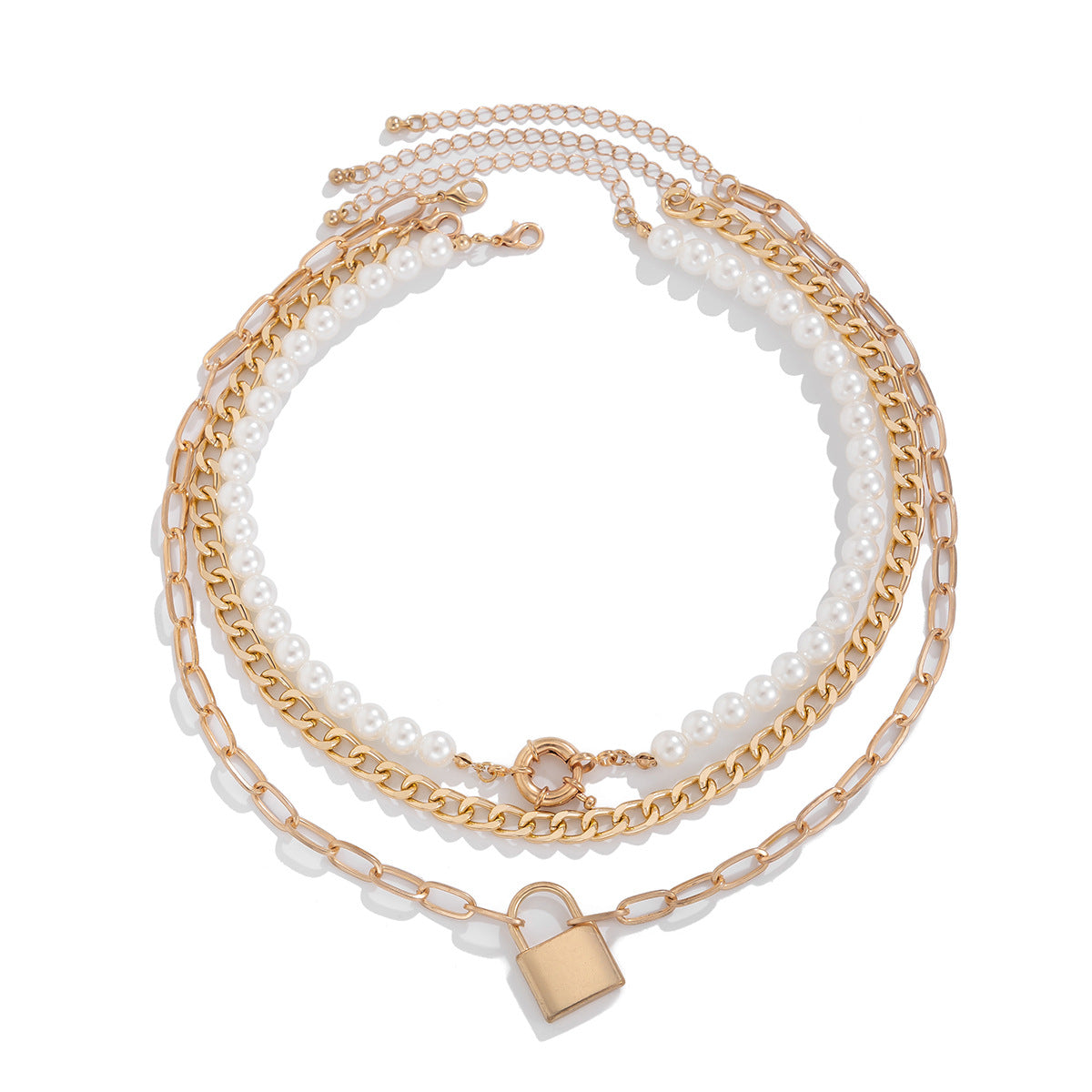 Collana vintage minimalista da donna con ciondolo geometrico a chiave lucchetto in lega