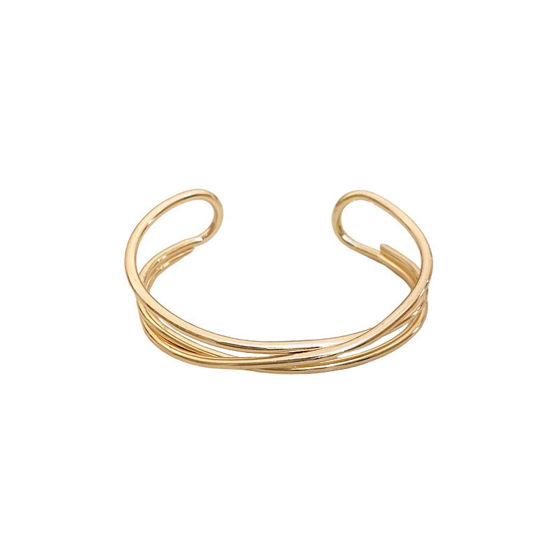 Pulsera Minimalista de Lujo Ondulada en Aleación con Acabado Galvanizado para Mujer, Elegante Diseño con Textura de Luz Acuática