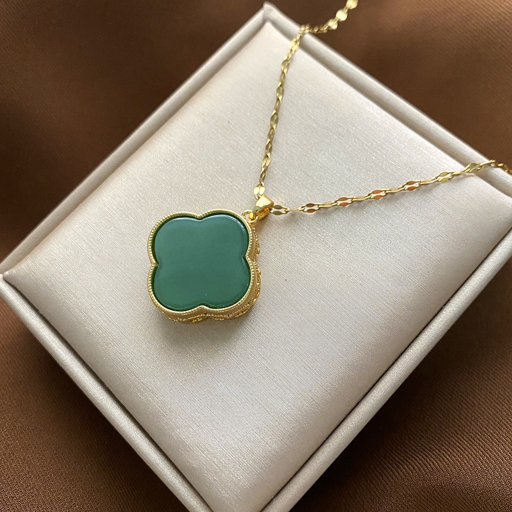 Collana Pendente Floreale Minimalista da Donna e Uomo in Acciaio al Titanio con Finitura Placcata e Catenina a Croce