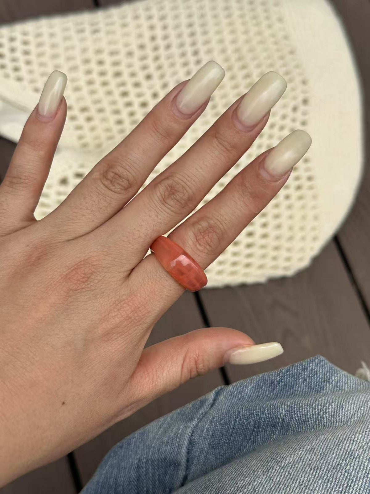 Vintage Casual Geometric Drip Oil Acrylic Ring