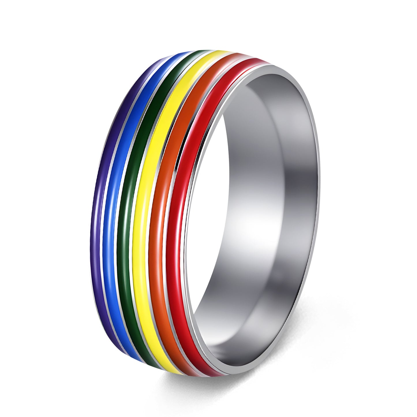 Anillo de acero inoxidable unisex con goteo geométrico de aceite