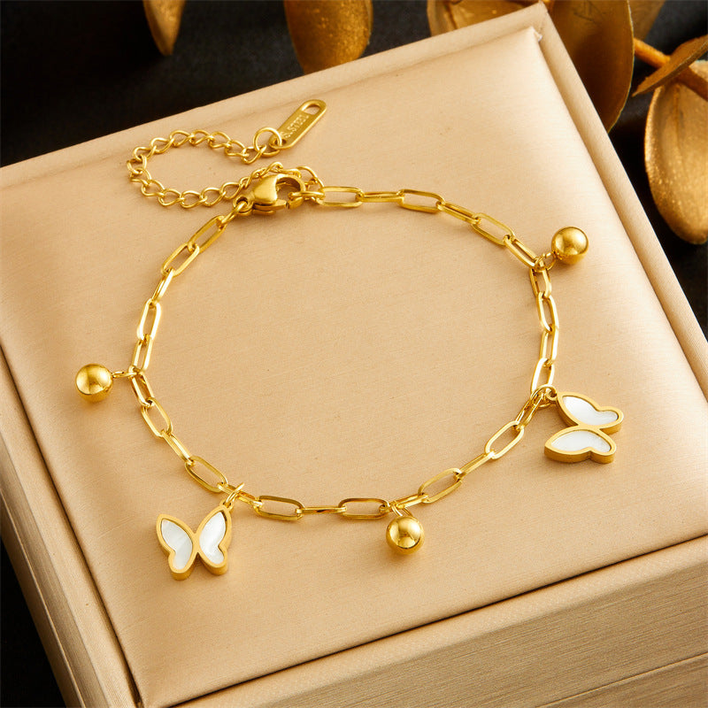 Vintage Elegant Round Star Stainless Steel Plated Rhinestone Bracelet with Lightning and Blue Eye Charms
