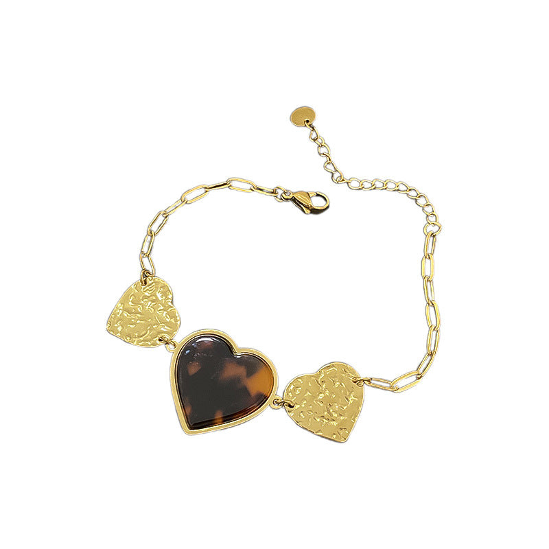 Vintage Gold Plated Titanium Steel Leopard Print Bracelet Unisex
