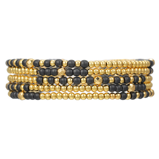 Pulsera Bohemia de Cuentas en Capas para Mujer con Cuentas de Hematita Negra Pulsera Multicapa Hecha a Mano