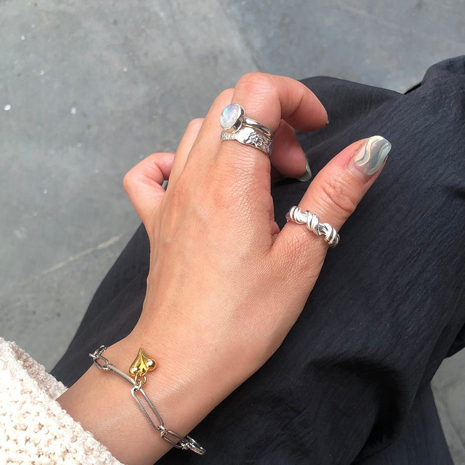 Minimalist 925 Sterling Silver Heart Ring for Women