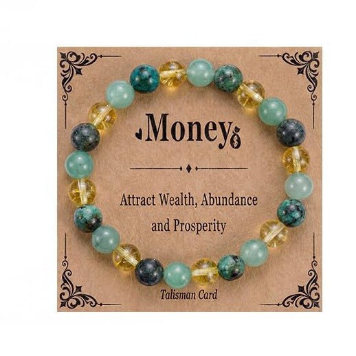 Natural Tiger's Eye and Citrine Geometric Round Beaded Bracelet Unisex Good Luck Charm