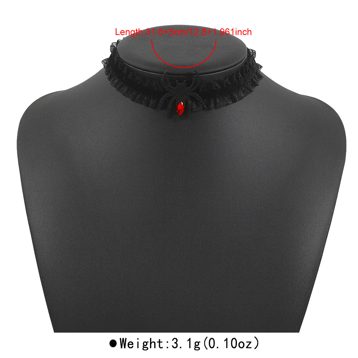 Halloween-Themed Lace and Felt Choker Necklace with Insect Design for Women and Men