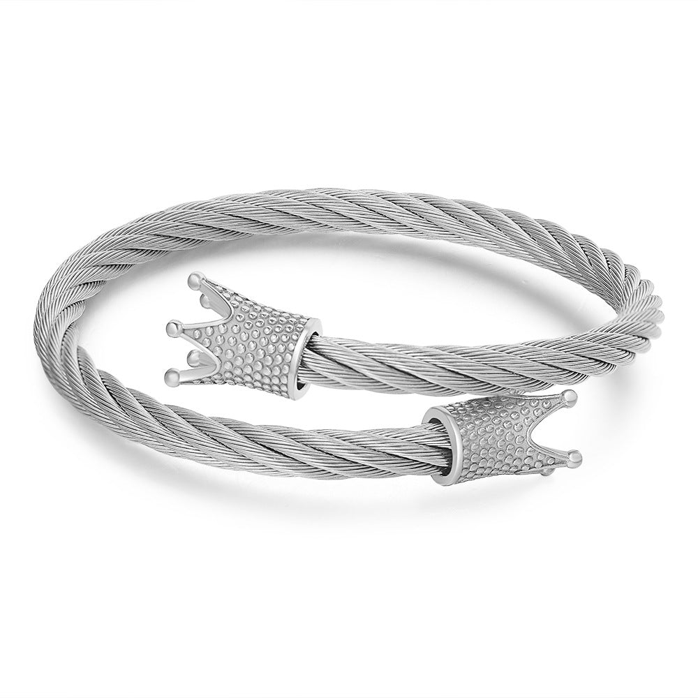 Minimalist Titanium Steel Rope Chain Open Cuff Bracelet Unisex
