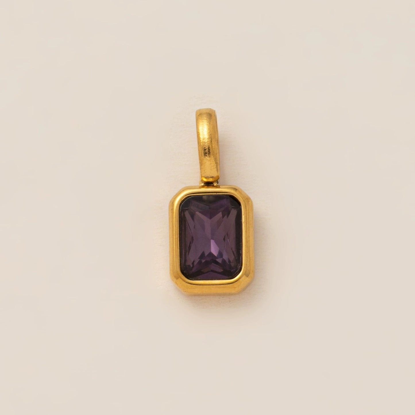 18K Gold Plated Stainless Steel Geometric Birthstone Charm Bar with Cubic Zirconia PVD Coating for DIY Shoe Accessories