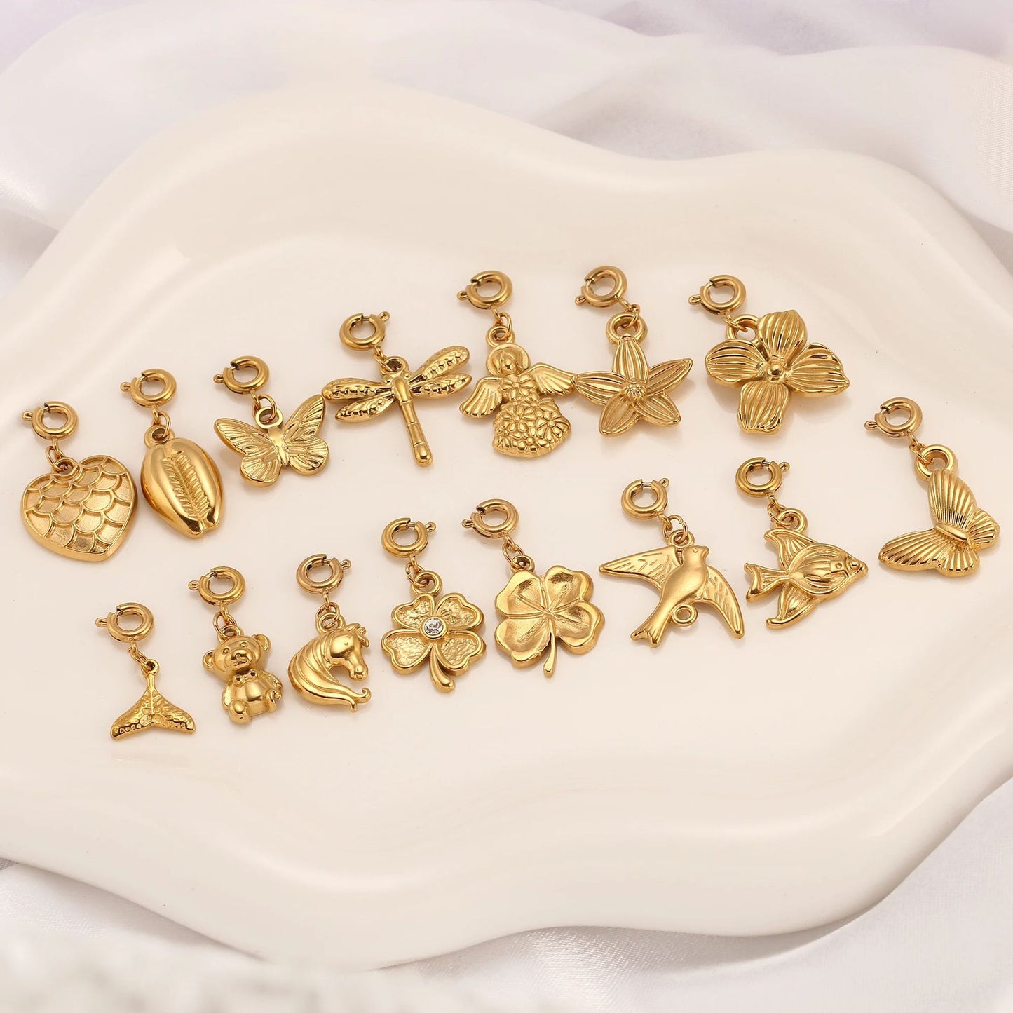 Elegant 18K Gold Plated Stainless Steel PVD DIY Charm Bar Pendant for Women