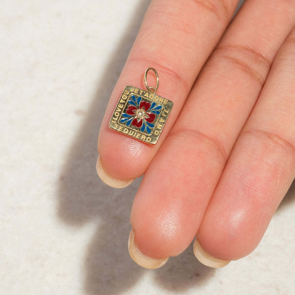 Floral Birthstone Necklace for December with Gold Plated Copper Pendant and Rhinestone Accents
