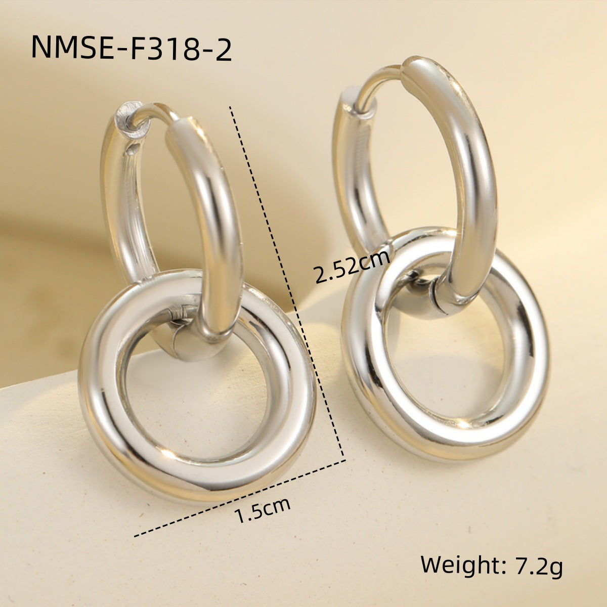 Orecchini a clip a cuore minimalisti in acciaio inossidabile con finitura placcata da donna