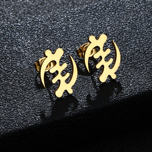 Orecchini geometrici in acciaio inossidabile, finitura placcata oro, gioielli di moda da donna, regalo per lei