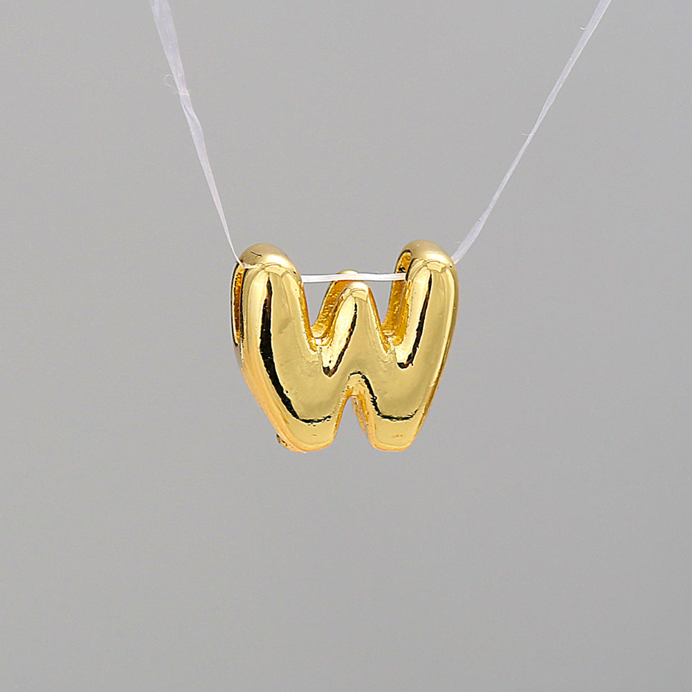 Gold Plated Brass Letter Pendant Stainless Steel Box Chain Necklace Charm Bar