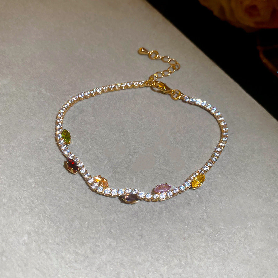 Luxury Elegant Geometric Alloy Plated Bracelet with Cubic Zirconia for Women