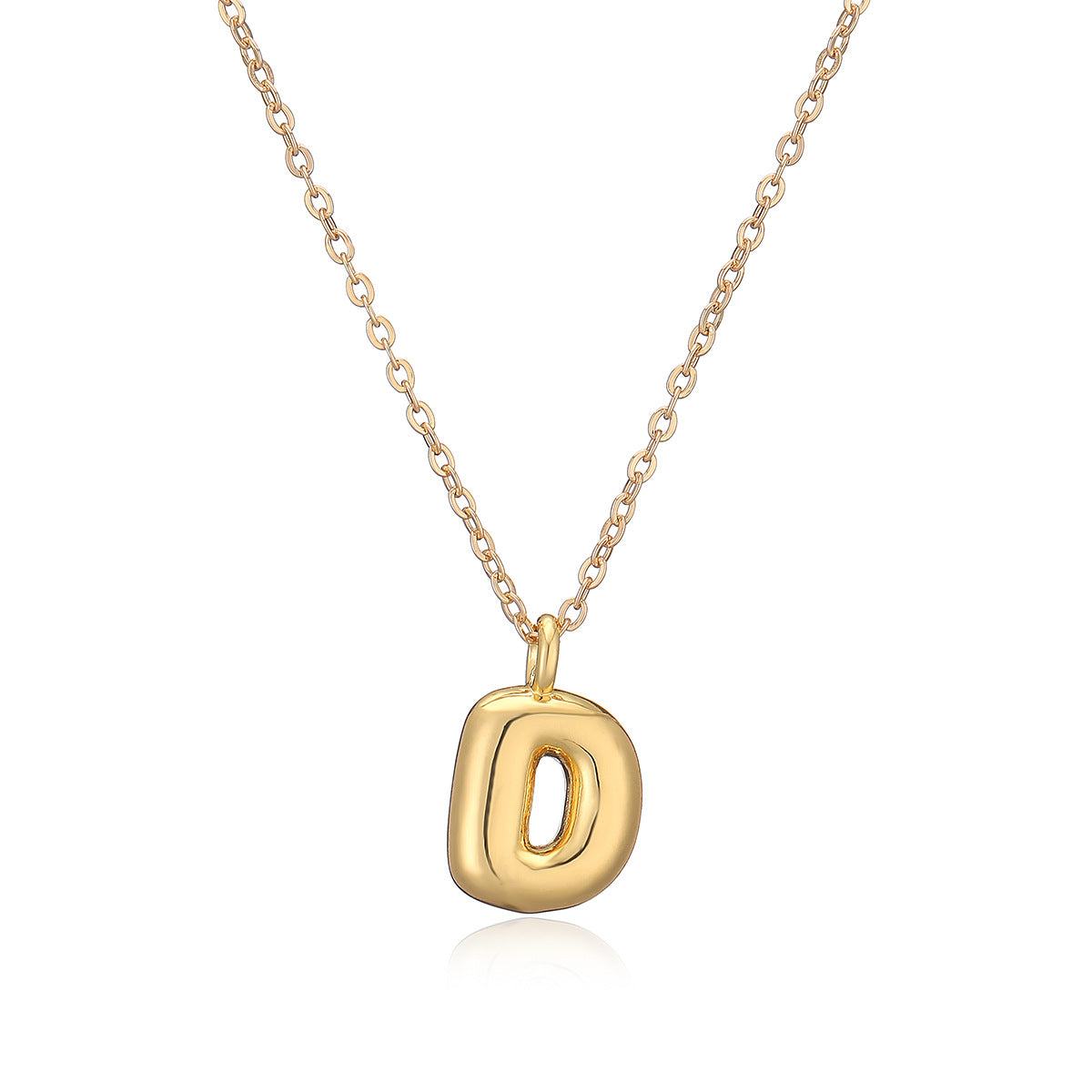Minimalist Letter-Shaped Copper Pendant Necklace with Real Gold Plating for Women