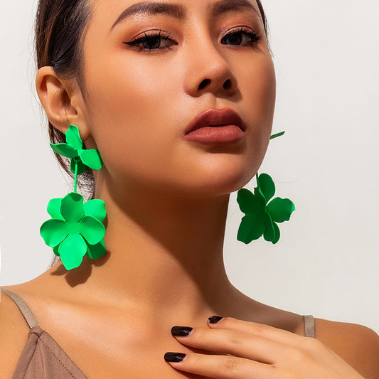 Vintage Minimalist Floral Iron Plated Earrings for Women