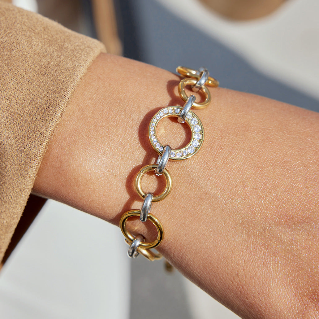 Pulsera chapada de acero inoxidable con diseño geométrico de moda para mujer, con atractivo de lujo minimalista