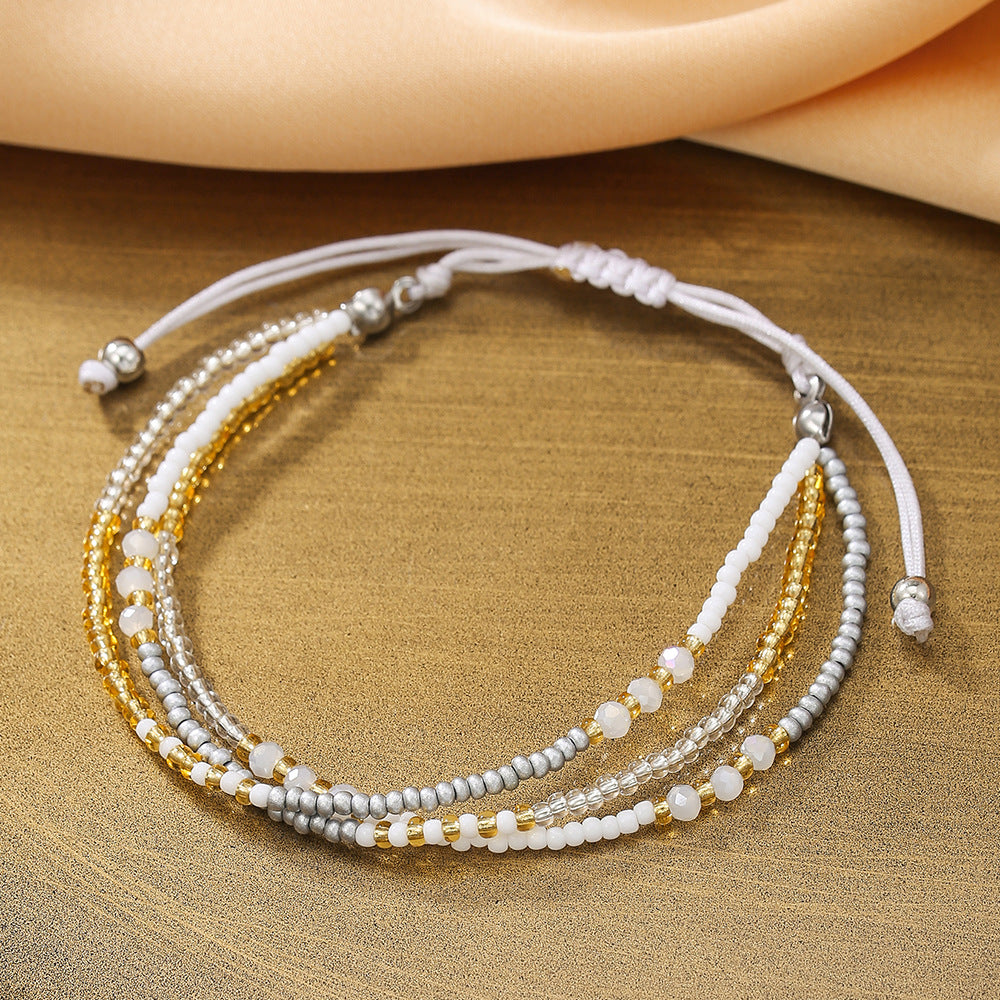 Bohemian Multilayer Beaded Bracelet for Women Handwoven Geometric Style Colorful Fashion Accessory