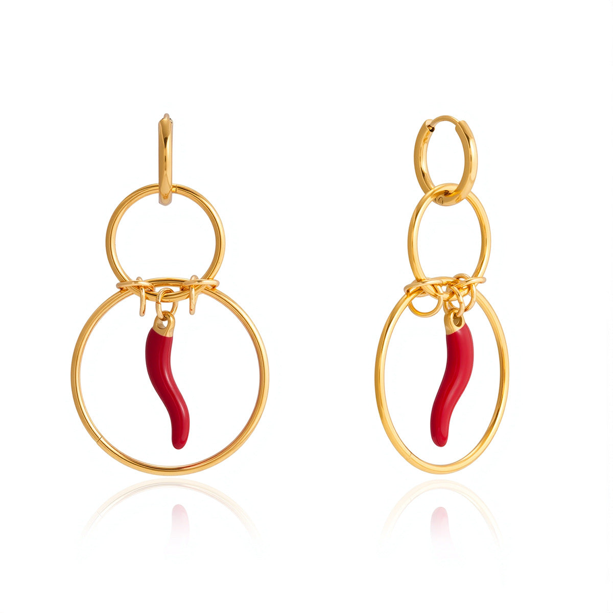 Pendientes de aro esmaltados de acero inoxidable geométricos minimalistas para mujer, hipoalergénicos y resistentes a la decoloración