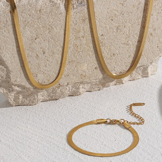 Tobillera y pulsera de oro de 18 quilates chapadas en acero inoxidable geométrico minimalista para mujer