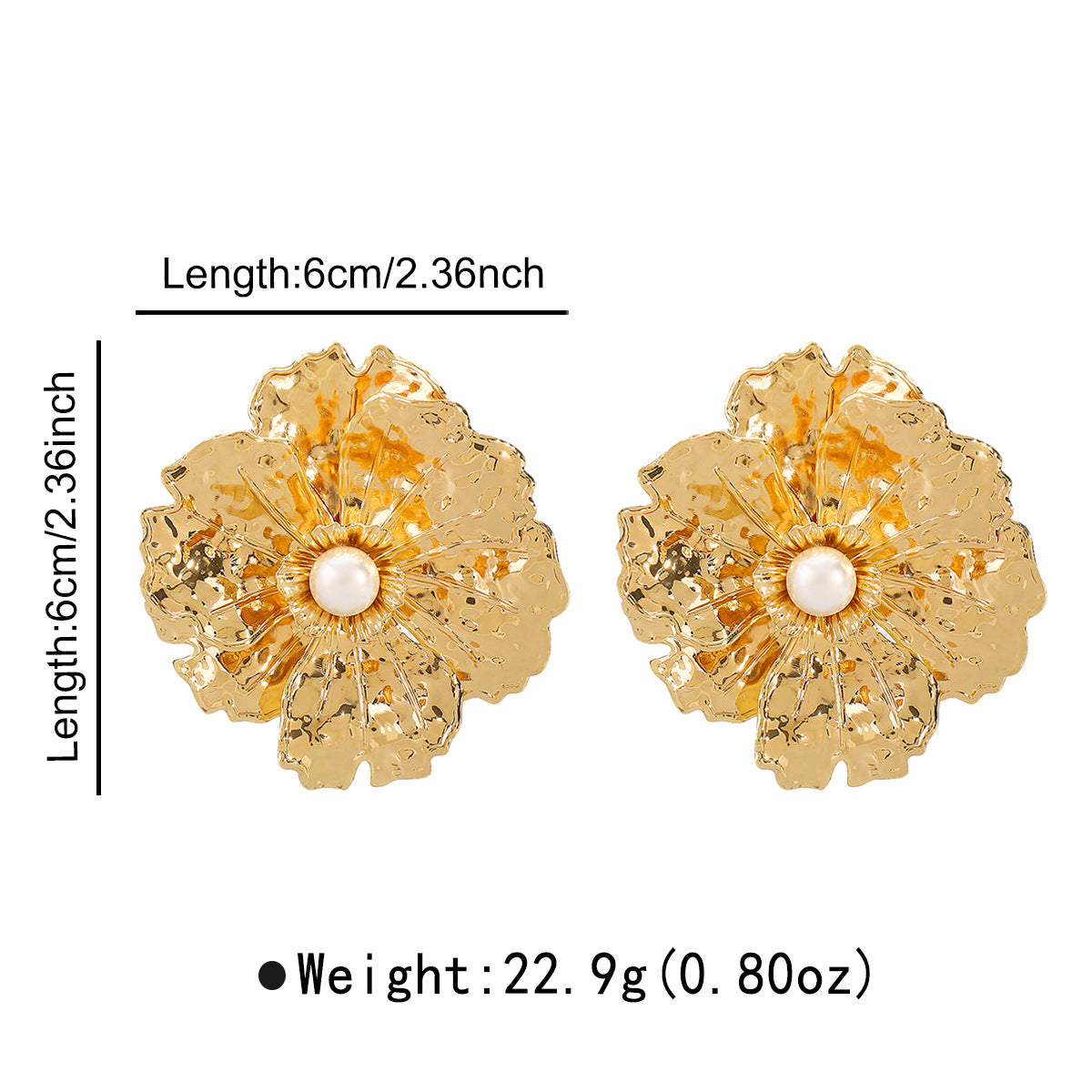 Orecchini vintage minimalisti da donna in metallo con floreale geometrico, intarsio di perle finte e finitura galvanizzata