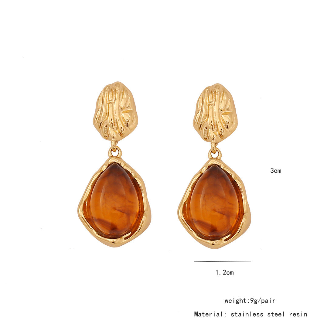 Vintage Geometric Stainless Steel Stud Earrings with Electroplating Finish for Women