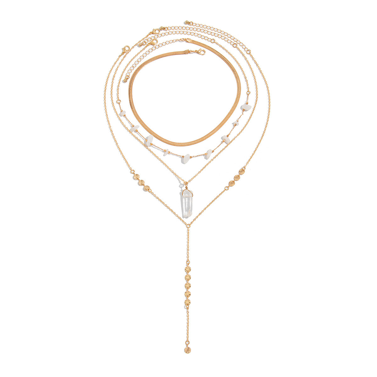 Collana a Y da donna in stile vintage francese con pendente a goccia di perle d'imitazione, pendente in lega placcata e catena di perle multistrato