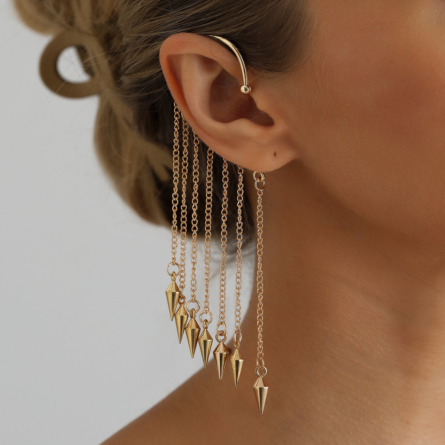 Sexy Streetwear Plated Alloy Geometric Tassel Ear Cuff for Women
