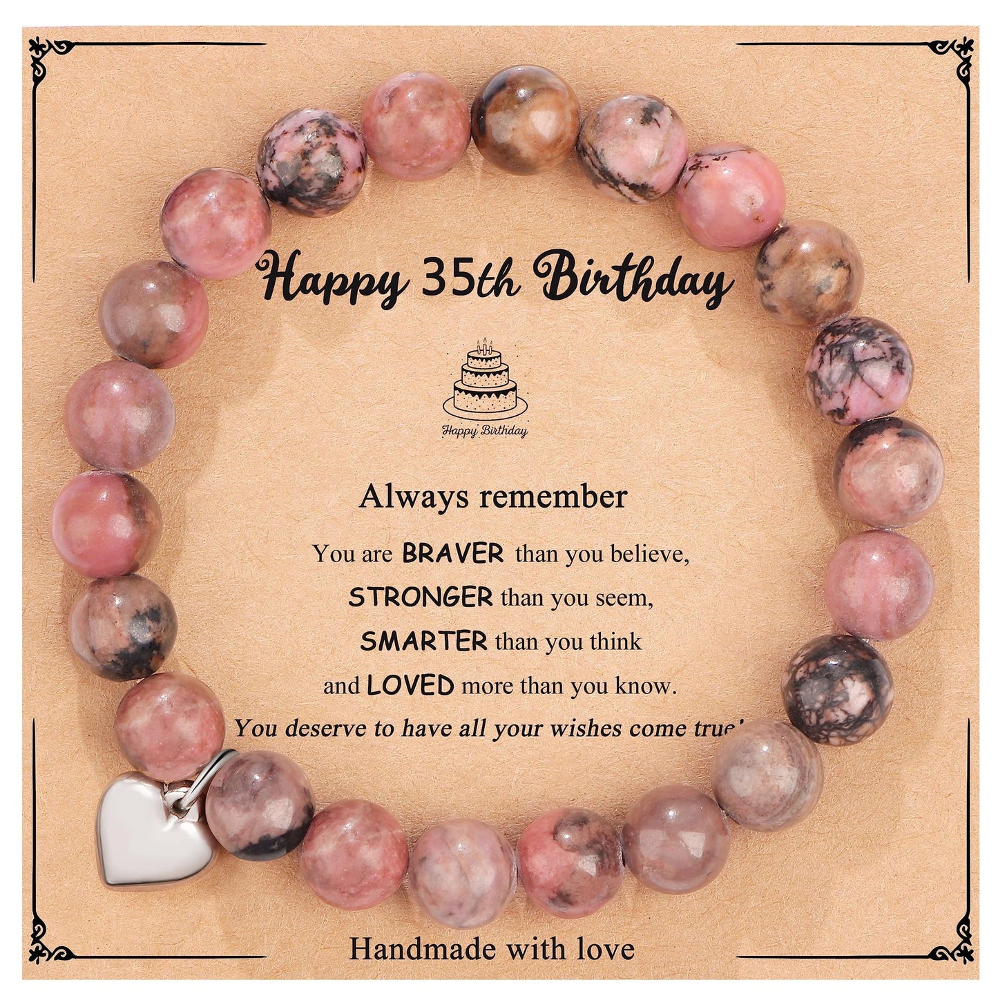 Natural Stone Zebra Print Round Beaded Bracelet for Women