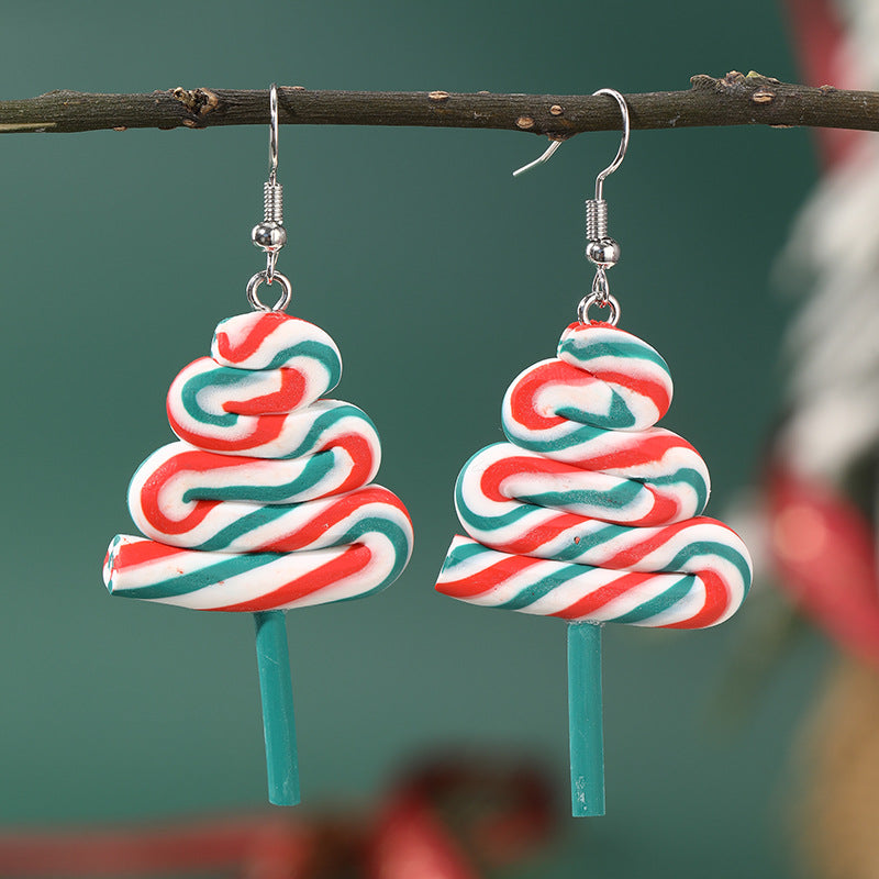 Pendientes de tachuela de árbol de Navidad geométricos minimalistas para niñas hechos de resina plástica con acabado chapado