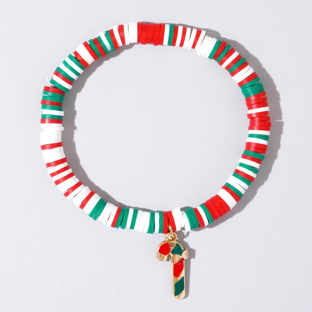 Sweet Handmade Resin Letter Geometric Beaded Bracelet Set Christmas Gift
