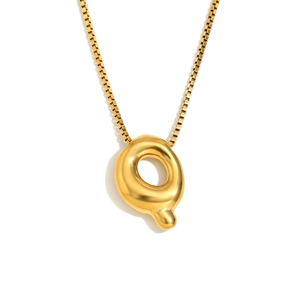 Minimalist Fashion Letter Necklace for Women Stainless Steel Pendant with 18K Gold Plating