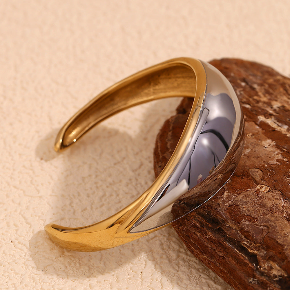 Bracciale Minimalista Bicolore in Acciaio Inossidabile con Placcatura in Oro 18K da Donna