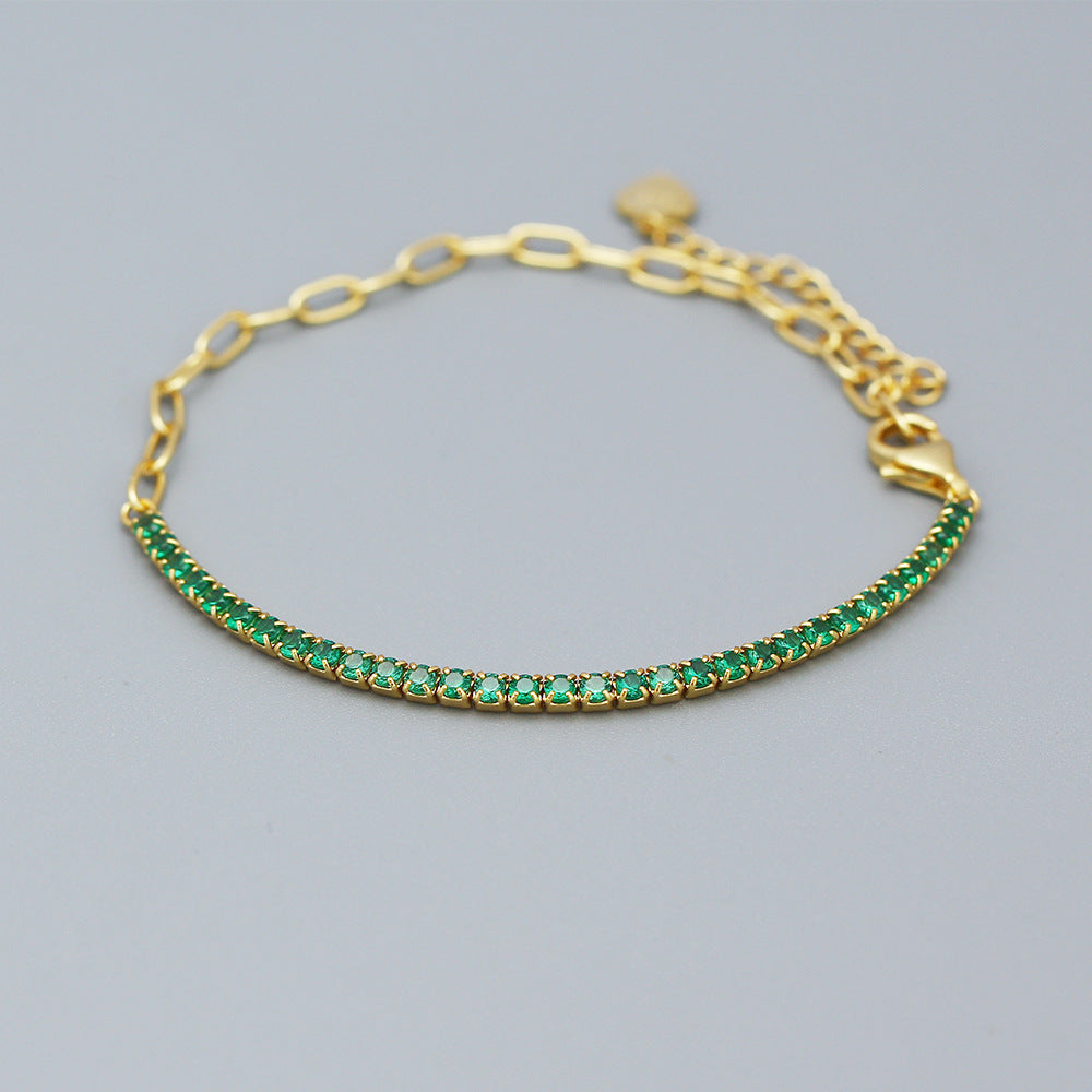 Bracciale da donna in argento sterling 925 placcato con zirconi cubici, lusso minimalista