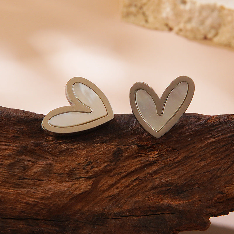 Elegant Minimalist Heart Shaped Plated Stainless Steel Stud Earrings for Women